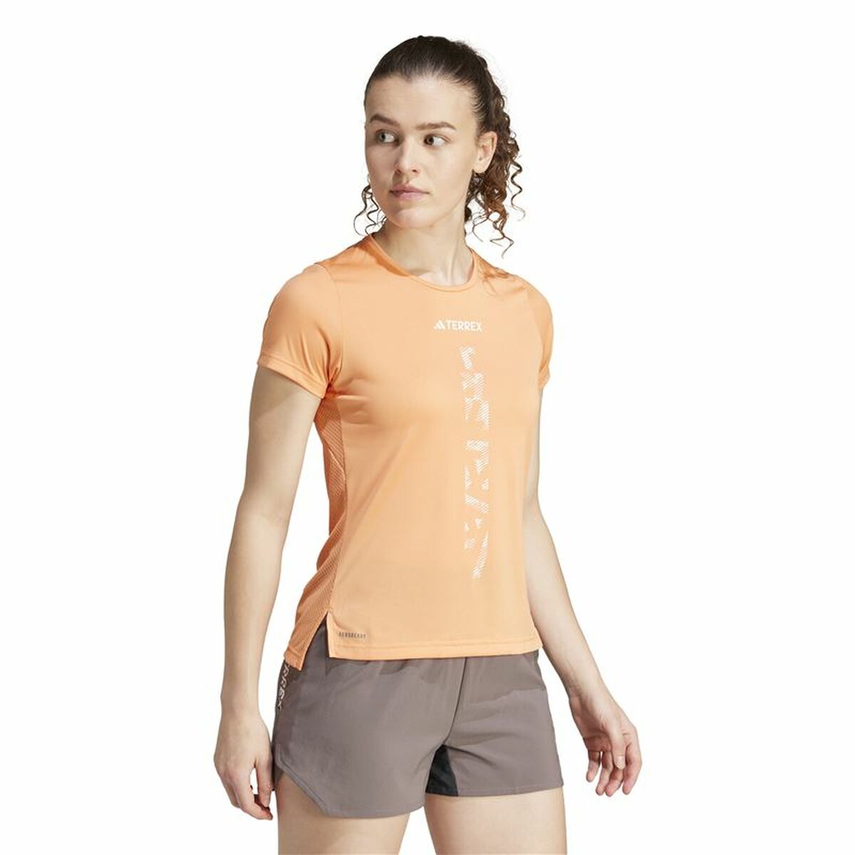 Dames-T-Shirt met Korte Mouwen Adidas Agravic Shirt Oranje