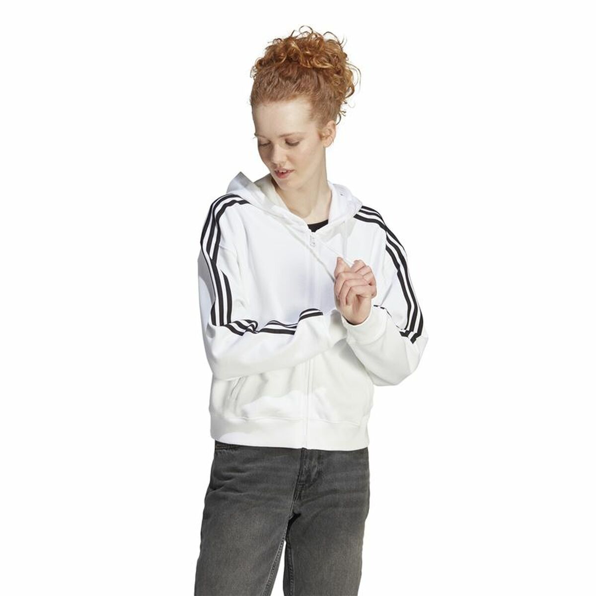 Image secondaire de Sweat à capuche femme Adidas 3S Ft Fz S Blanc