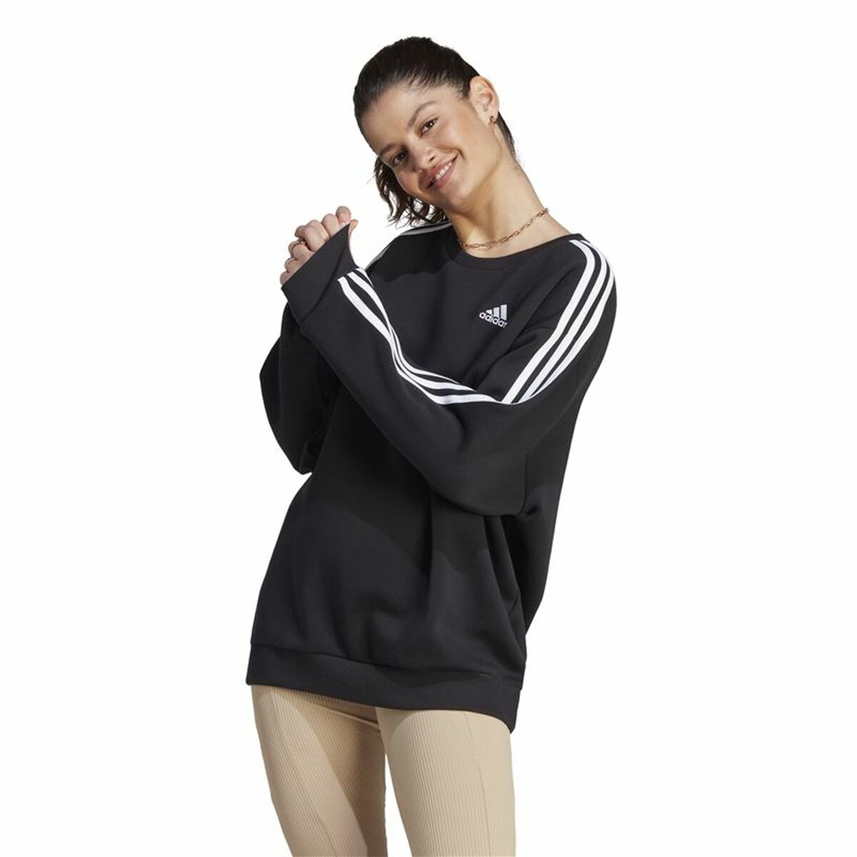 Image secondaire de Sweat sans capuche femme Adidas 3S Fl Os Swt Noir L/XL