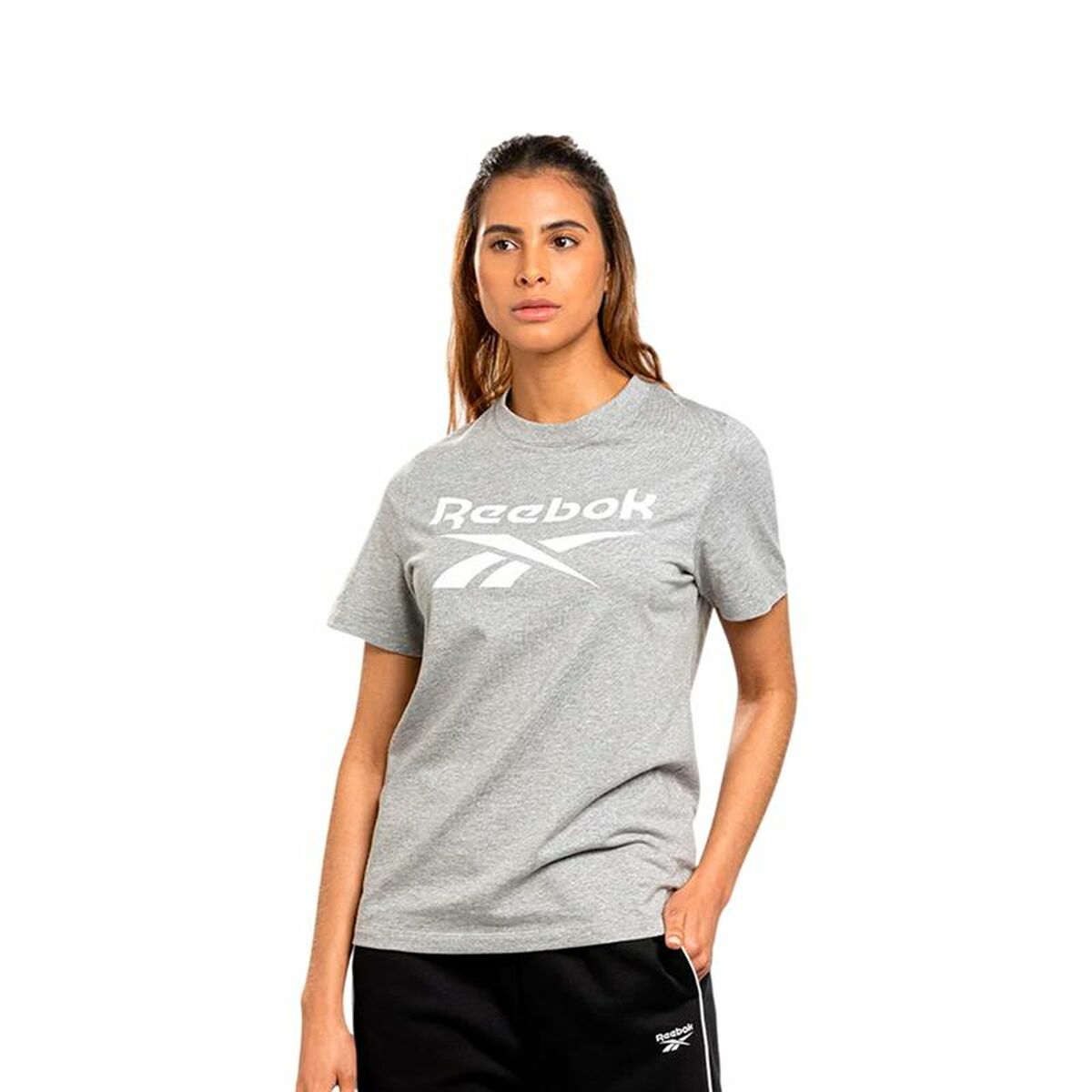 T-shirt à manches courtes femme Reebok Identity Big Logo Gris Gris clair