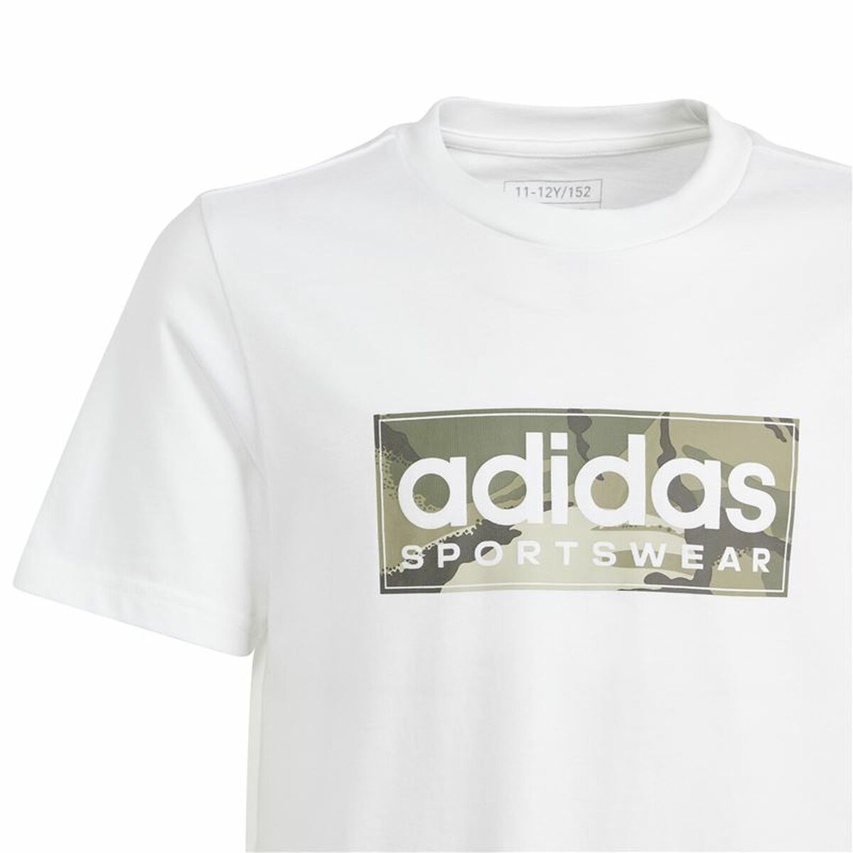 Childrenâs Short Sleeve T-Shirt Adidas B Camo Lin White