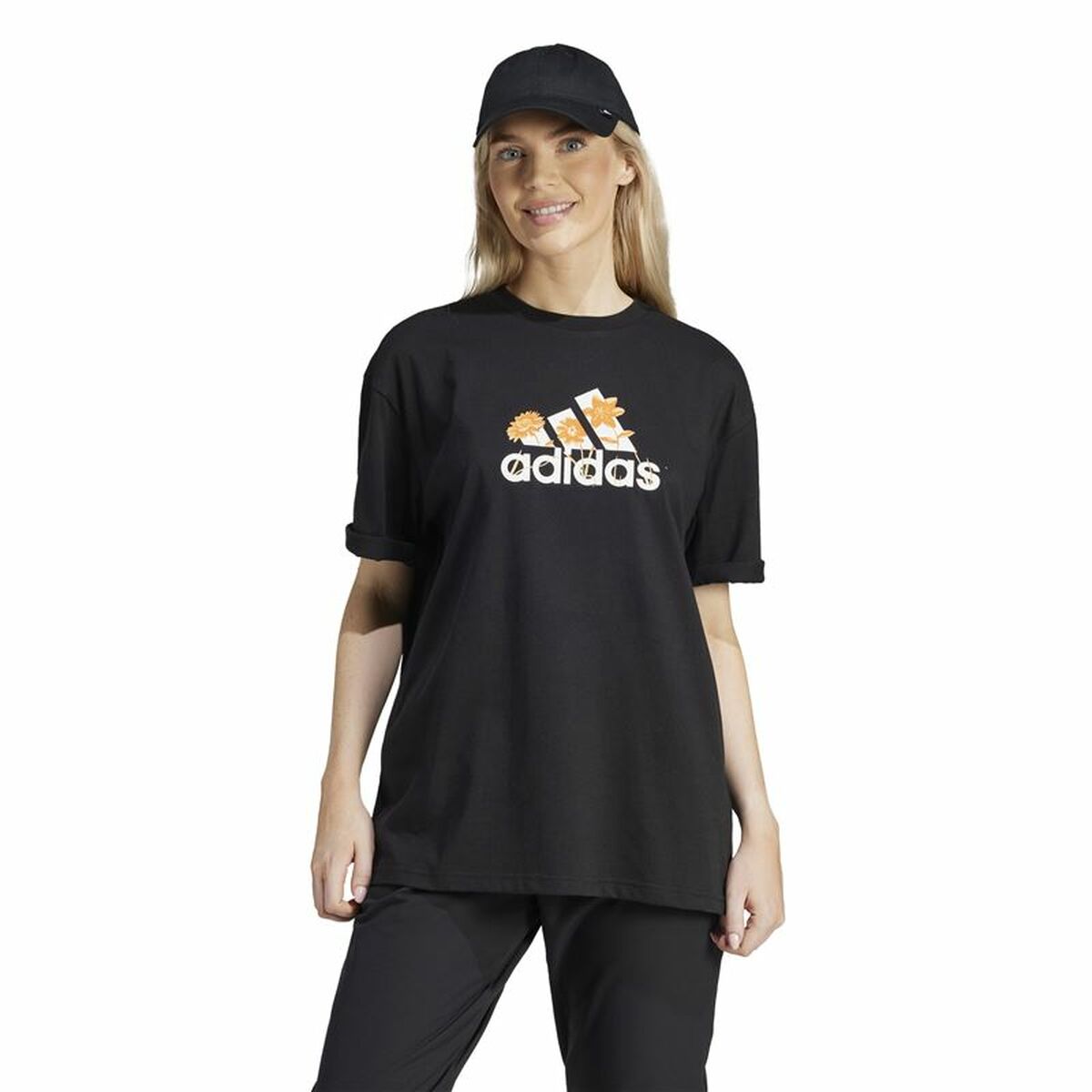 Image secondaire de T-shirt à manches courtes femme Adidas Flower Pack Bos Noir