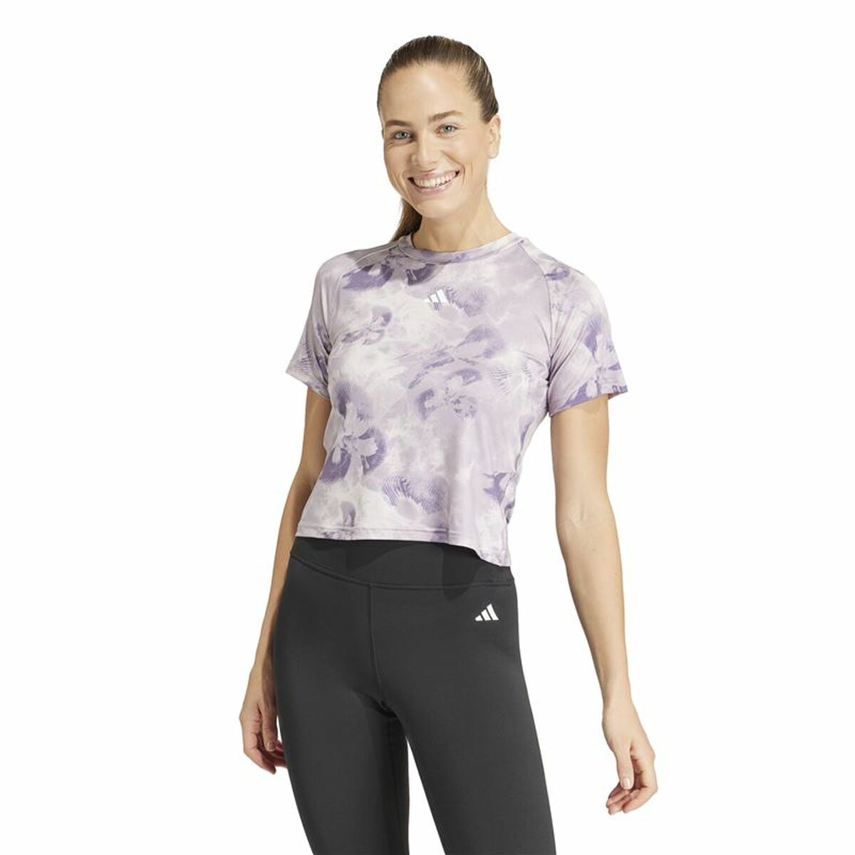 Image secondaire de T-shirt à manches courtes femme Adidas Essentials Aop Flower (M)