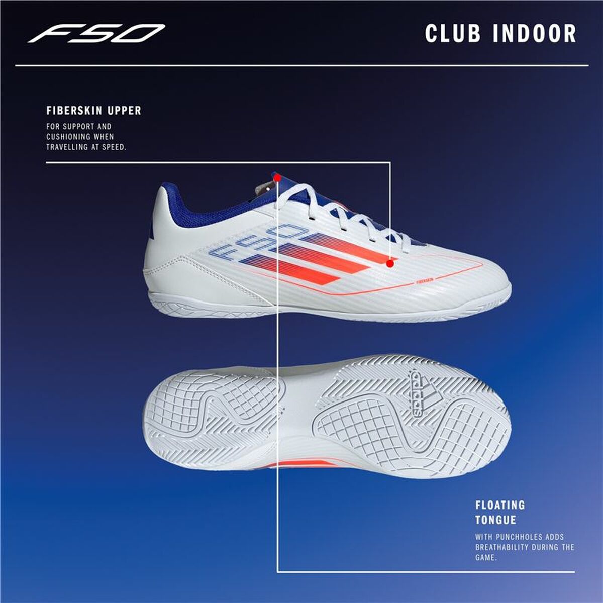 Image secondaire de Chaussures de Futsal pour Adultes Adidas F50 Club Blanc