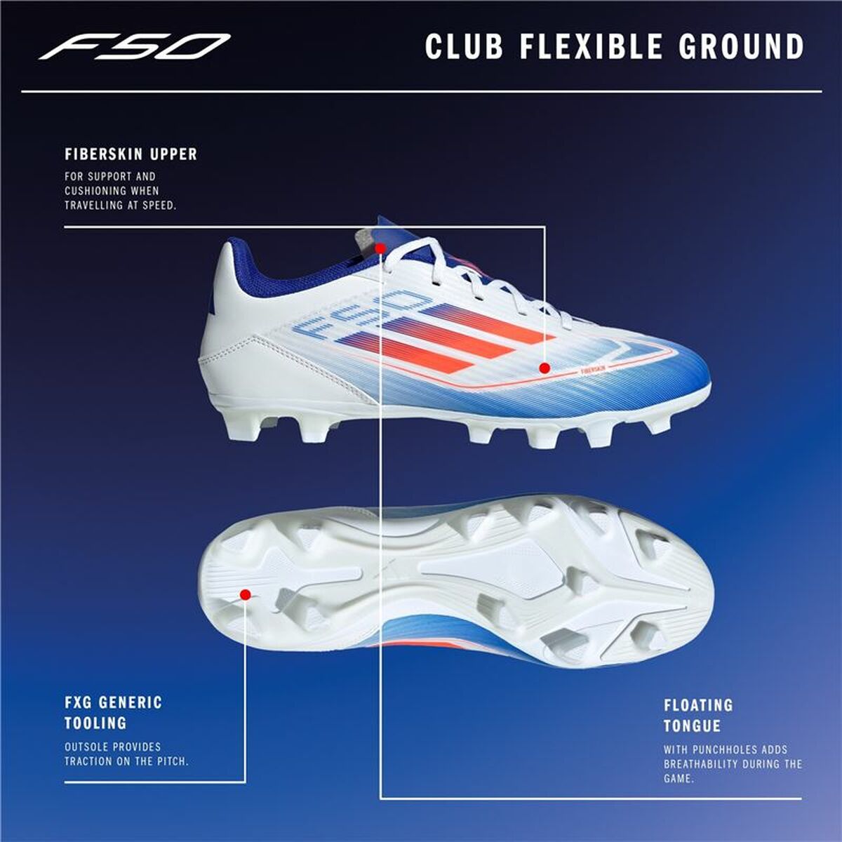 Image secondaire de Chaussures de Football pour Adultes Adidas F50 Club Blanc