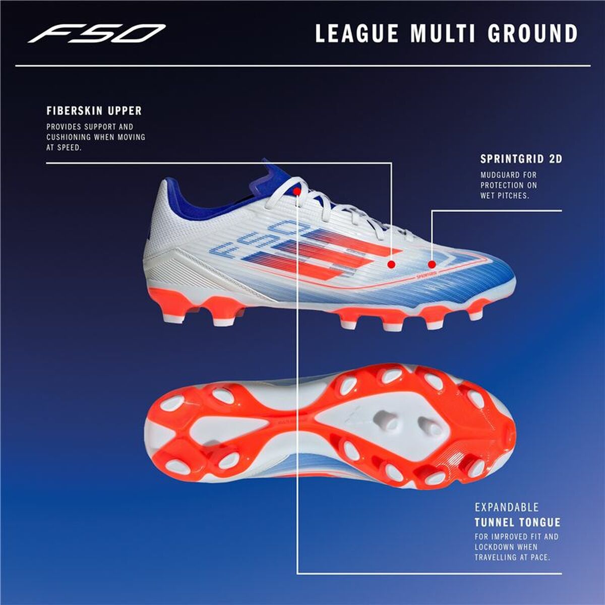 Image secondaire de Chaussures de Football pour Adultes Adidas F50 League Blanc