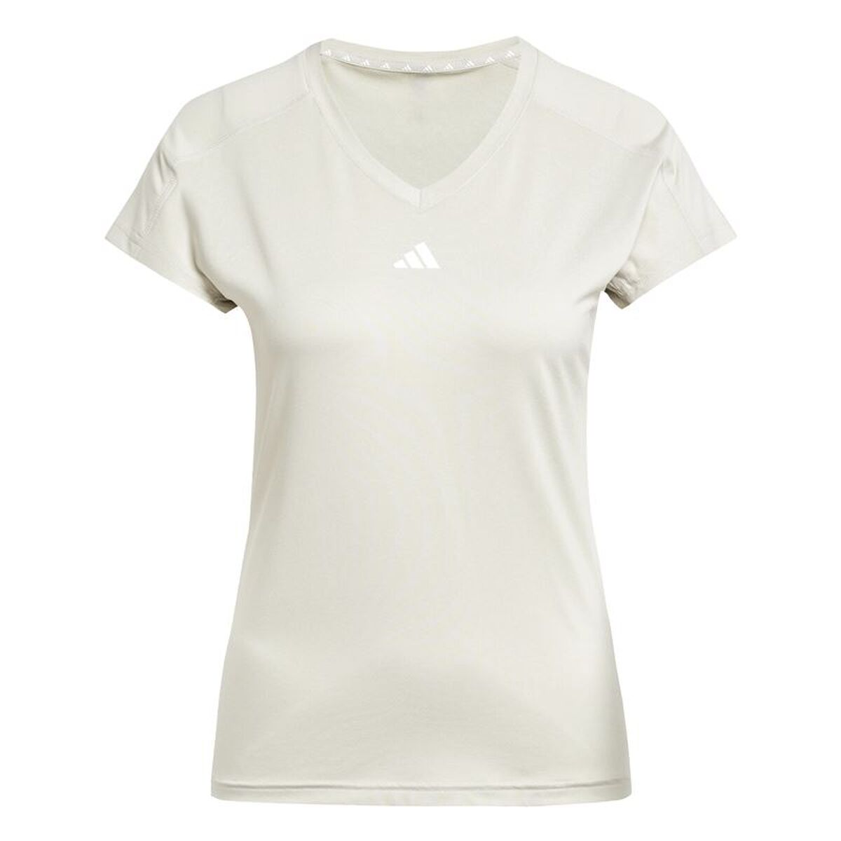 Dames-T-Shirt met Korte Mouwen Adidas Aeroready Minimal Beige Fitness