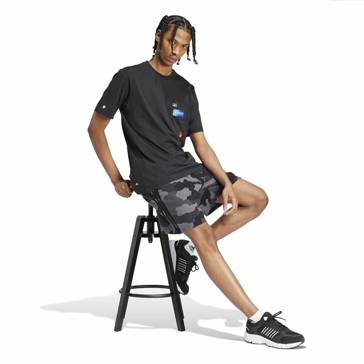 Heren-T-Shirt met Korte Mouwen Adidas Remoji Pocket Graphic Zwart
