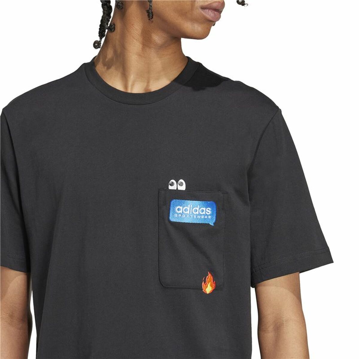 Heren-T-Shirt met Korte Mouwen Adidas Remoji Pocket Graphic Zwart