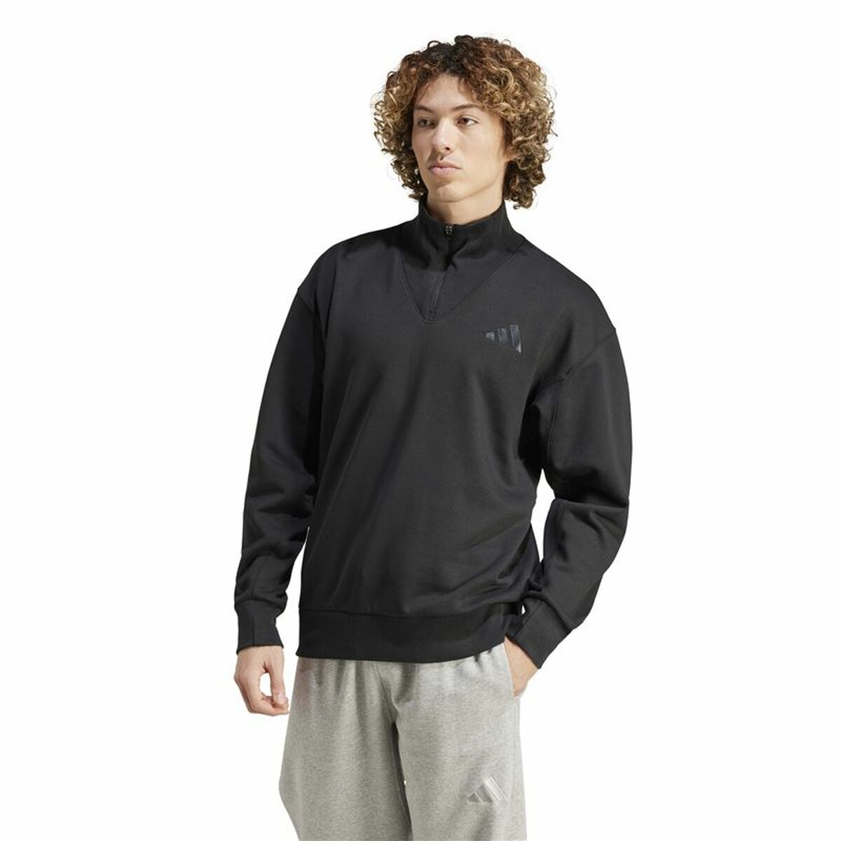 Image secondaire de Sweat sans capuche homme Adidas All Szn Fleece 1/4 Zip Crew Noir