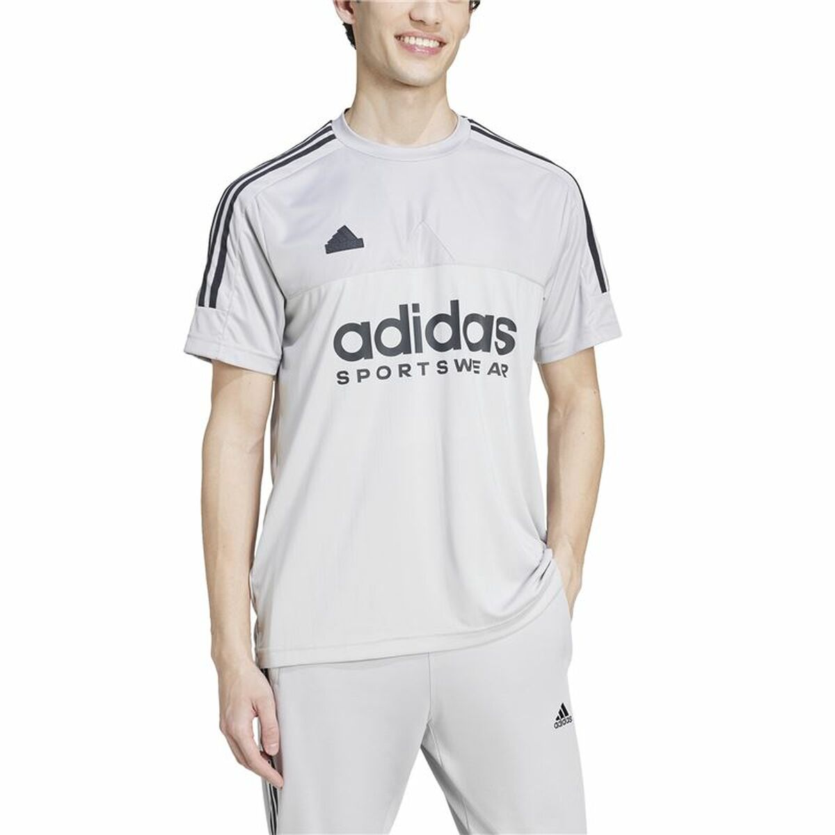 Heren-T-Shirt met Korte Mouwen Adidas Tiro Grijs