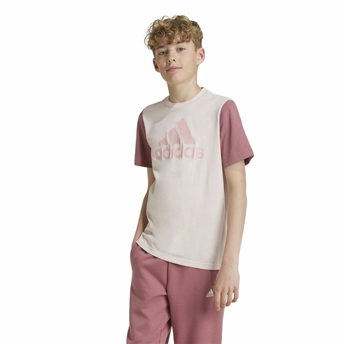 Child’s Short Sleeve T-Shirt Adidas Essentials Big Logo Colorblock