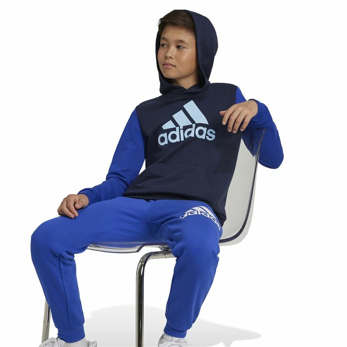Childrenâs Hoodie Adidas Essentials Big Logo Colorblock Blue
