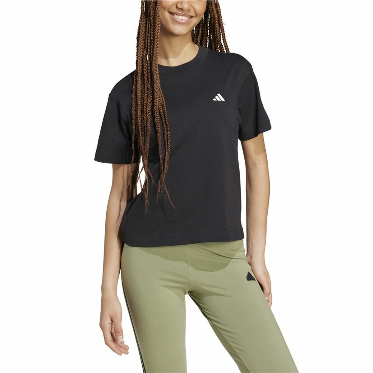 Dames-T-Shirt met Korte Mouwen Adidas Essentials Zwart