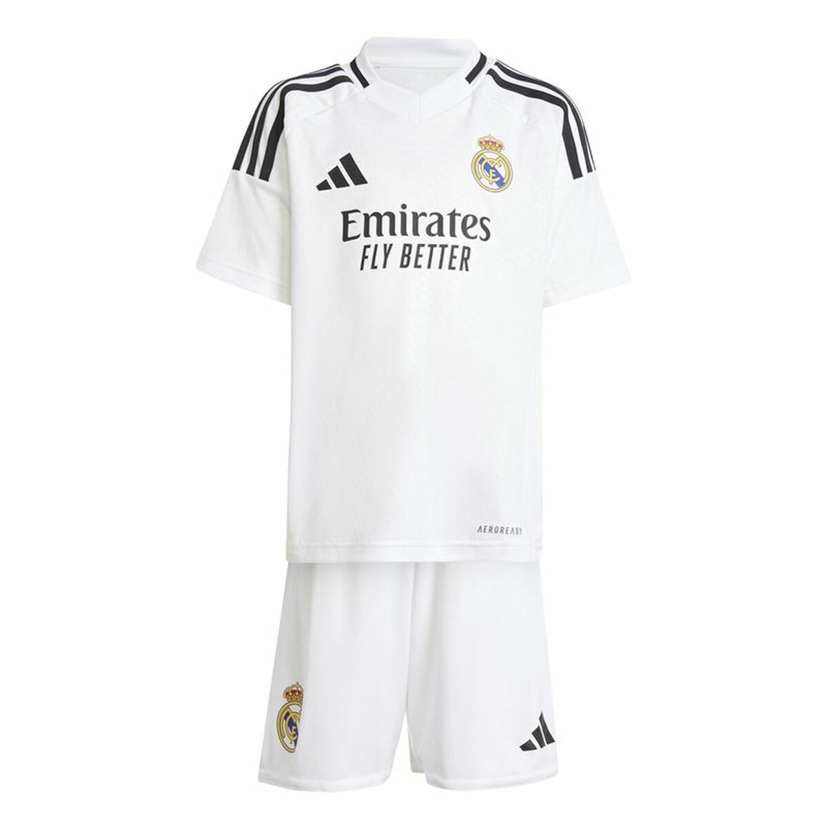 Ensemble Équipement de Football pour Enfants Adidas Real Madrid 24/25 Home Set Blanc (4-5 Ans)