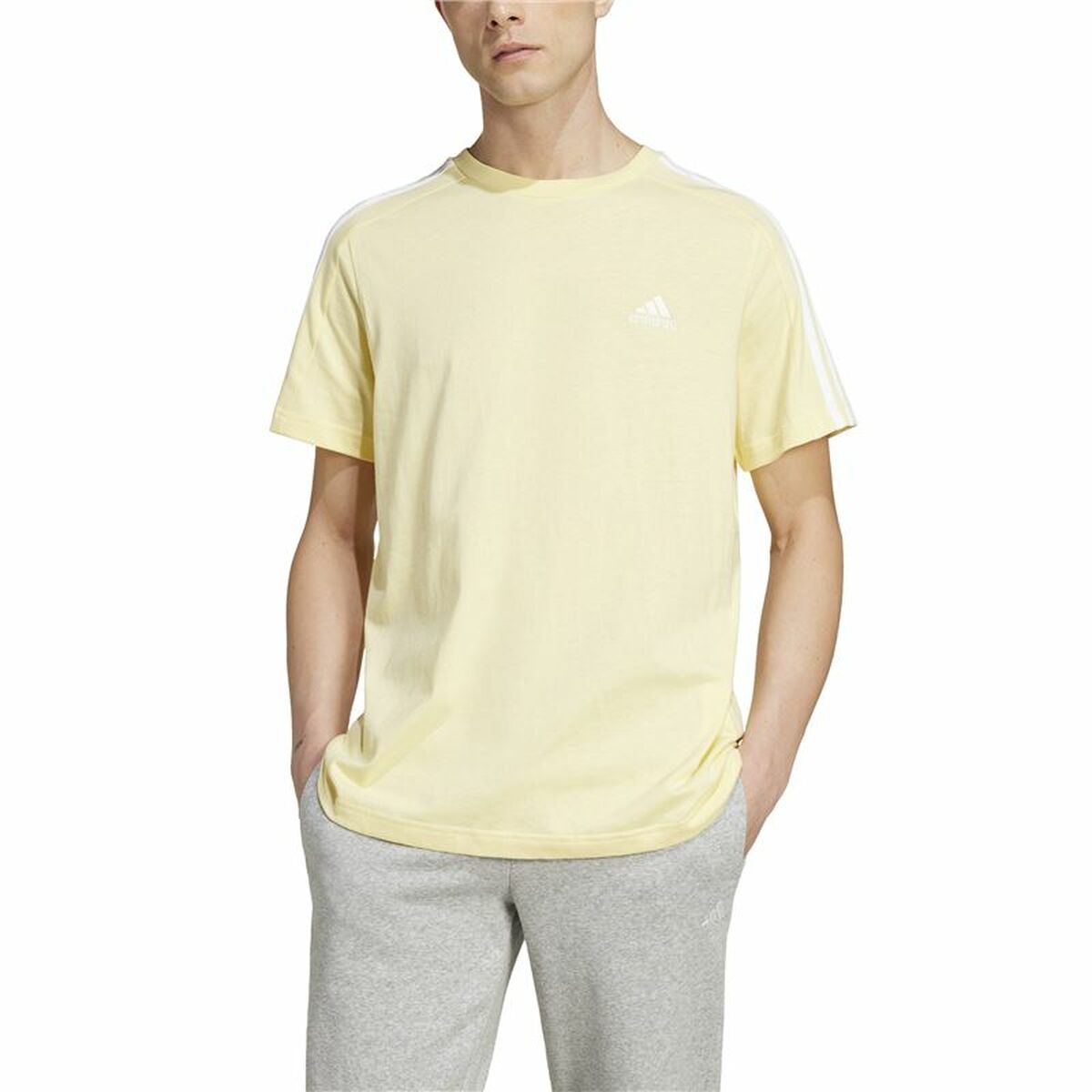 Image secondaire de T-shirt à manches courtes homme Adidas Essentials Single Jersey 3-Stripes Jaune