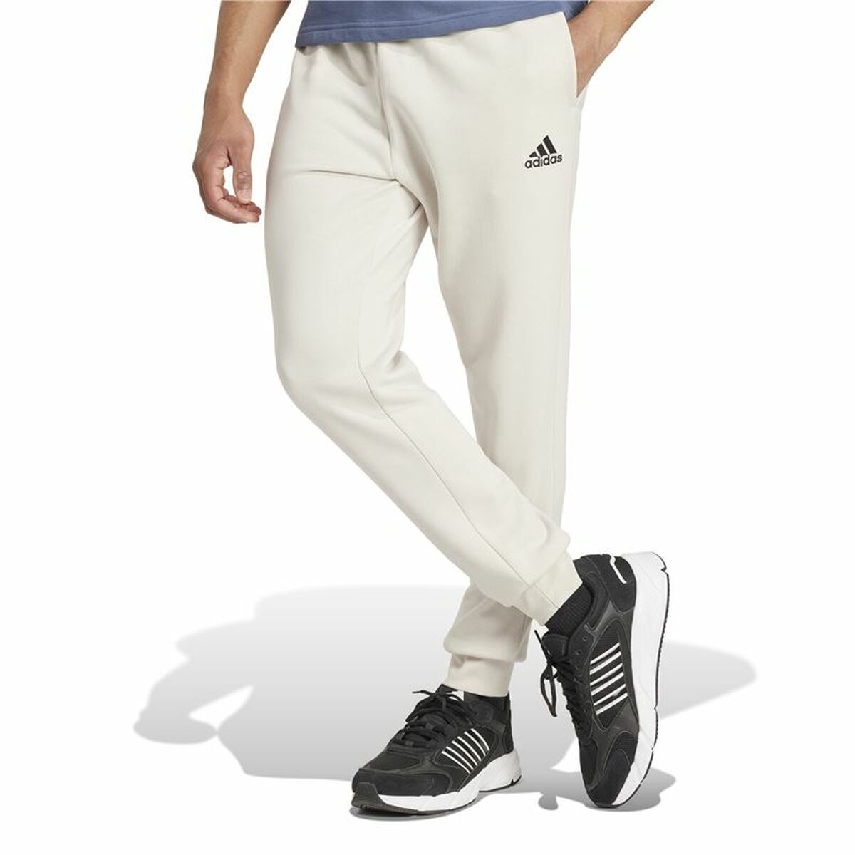Long Sports Trousers Adidas Essentials Fleece Regular Tapered White