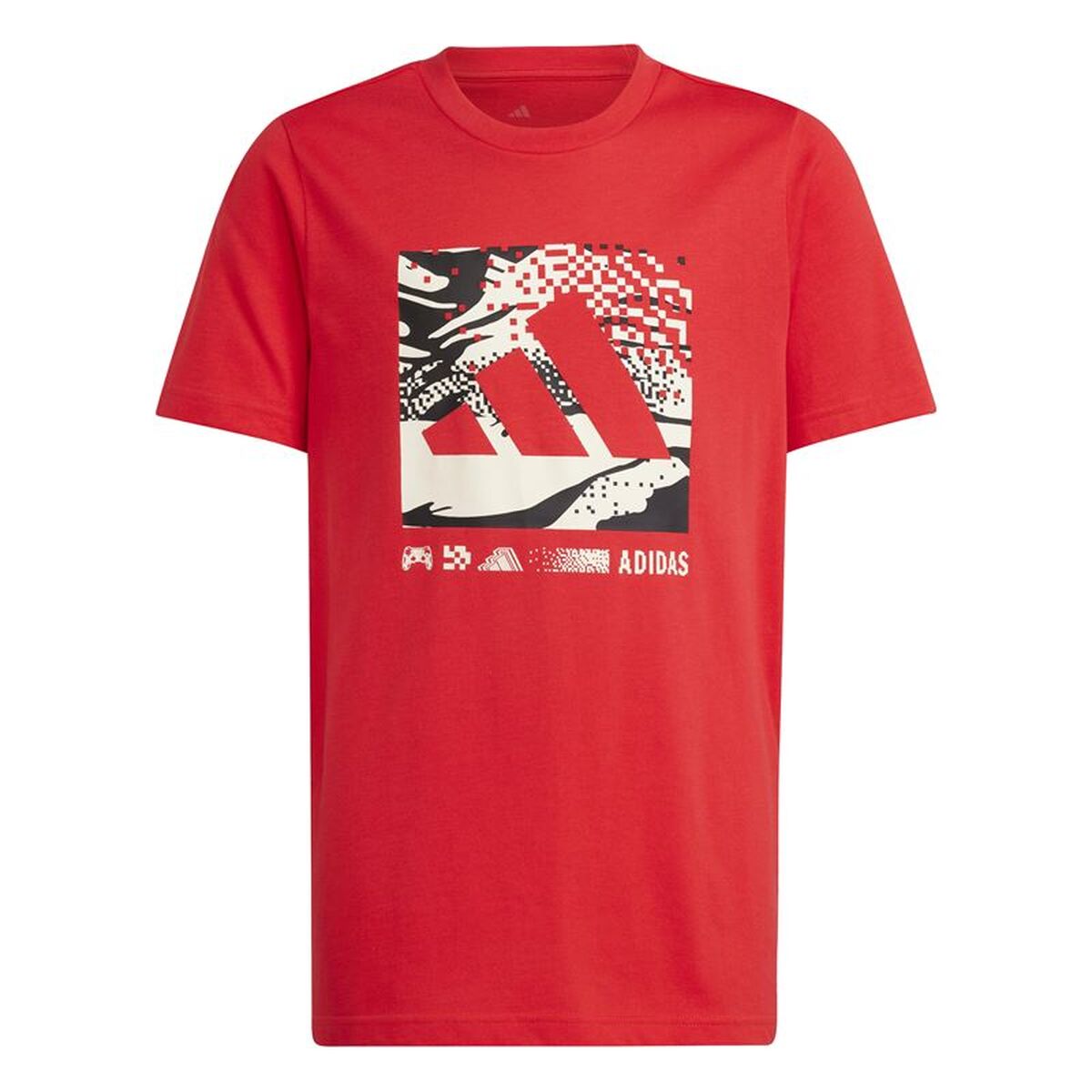 T-Shirt met Korte Mouwen voor kinderen Adidas Camo Logo Rood