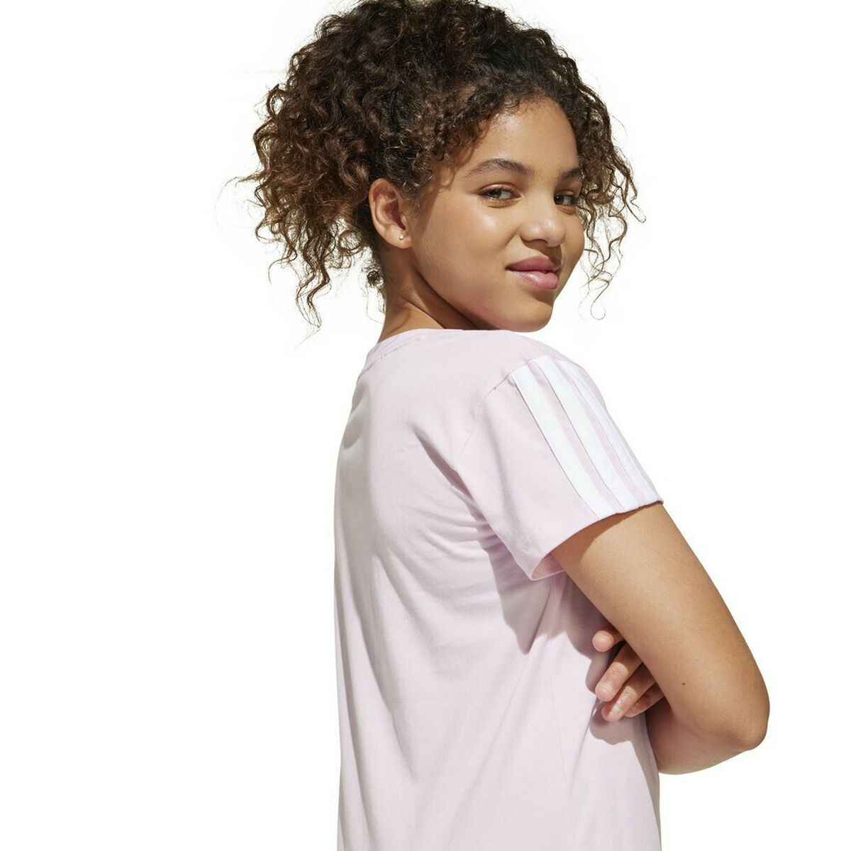 Image secondaire de T shirt à manches courtes Enfant Adidas JG 3S TEE 160 JF3678 Rose