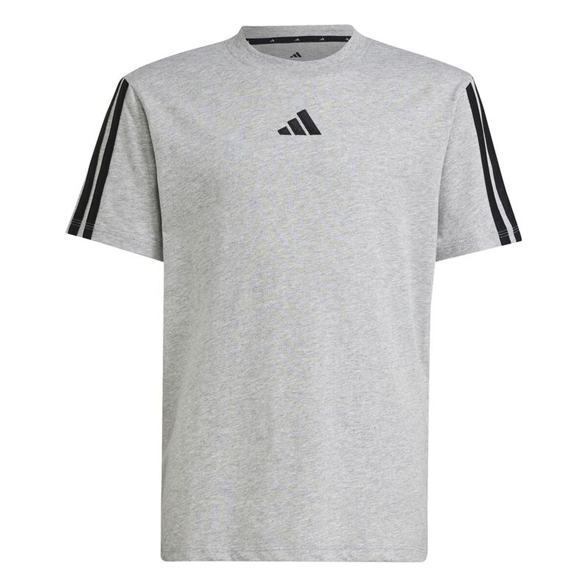 T-Shirt met Korte Mouwen voor kinderen Adidas 3stripes Zwart Lichtgrijs