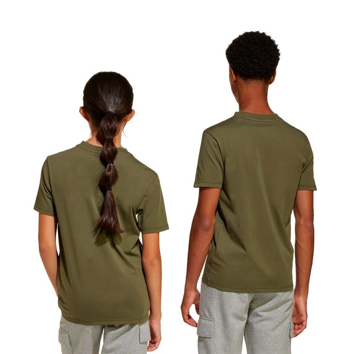 T-Shirt met Korte Mouwen voor kinderen Adidas Lin 160 Zwart Kaki