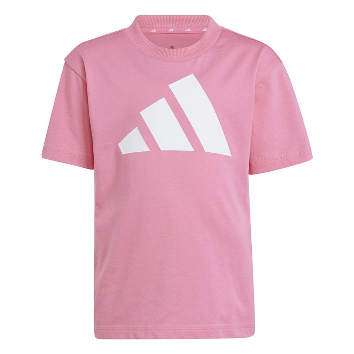 T-Shirt met Korte Mouwen voor kinderen Adidas Essentials Big Logo Wit Roze
