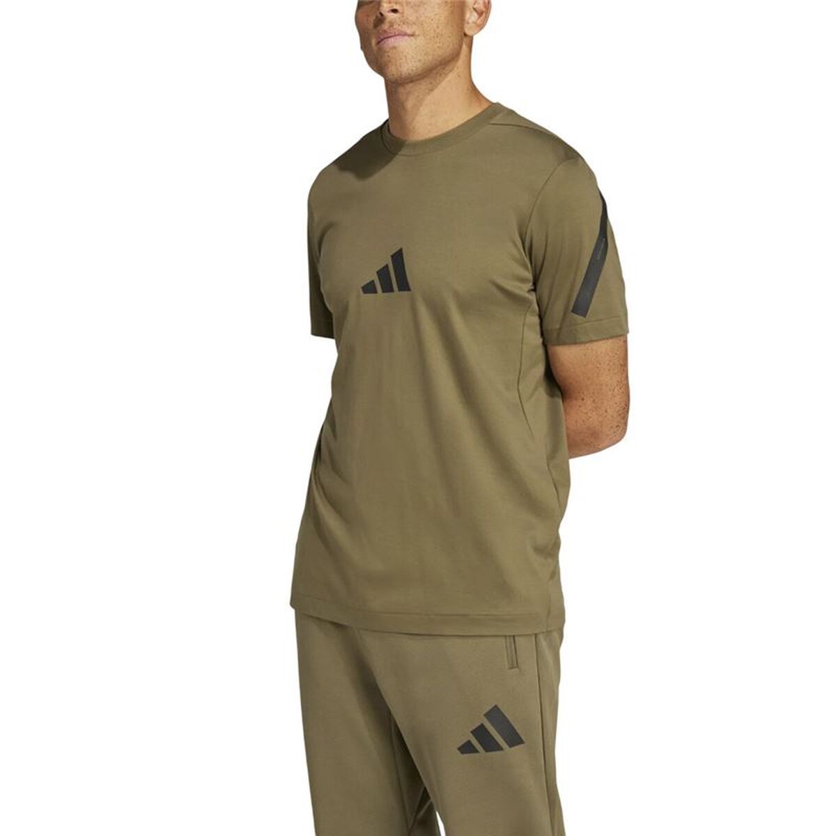 Mens Short Sleeve T-Shirt Adidas JC7921 Light brown
