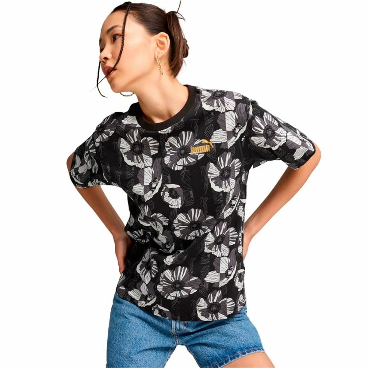 T-shirt à manches courtes femme Puma Essentials + Class Act Aop