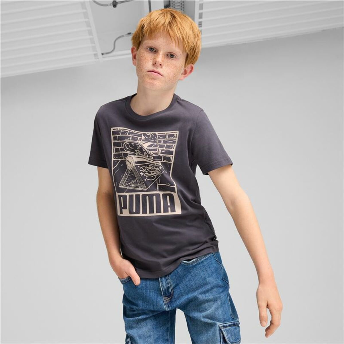T-Shirt met Korte Mouwen voor kinderen Puma Paars