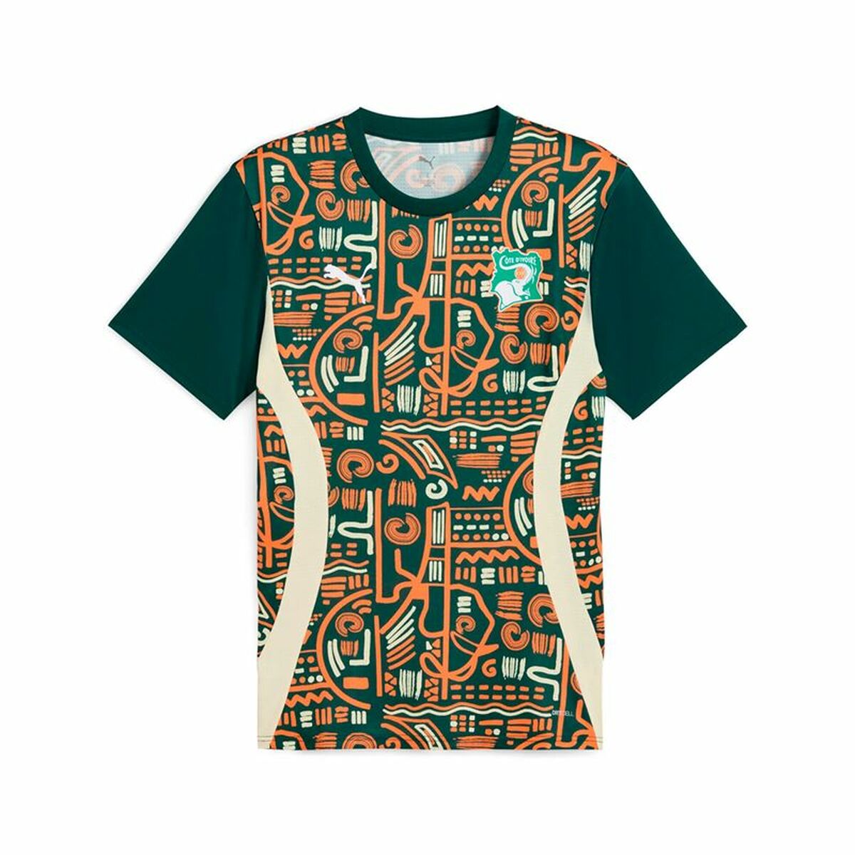 Maillot de Football à Manches Courtes pour Homme Puma Cote d'Ivore Prematch Ss Vert