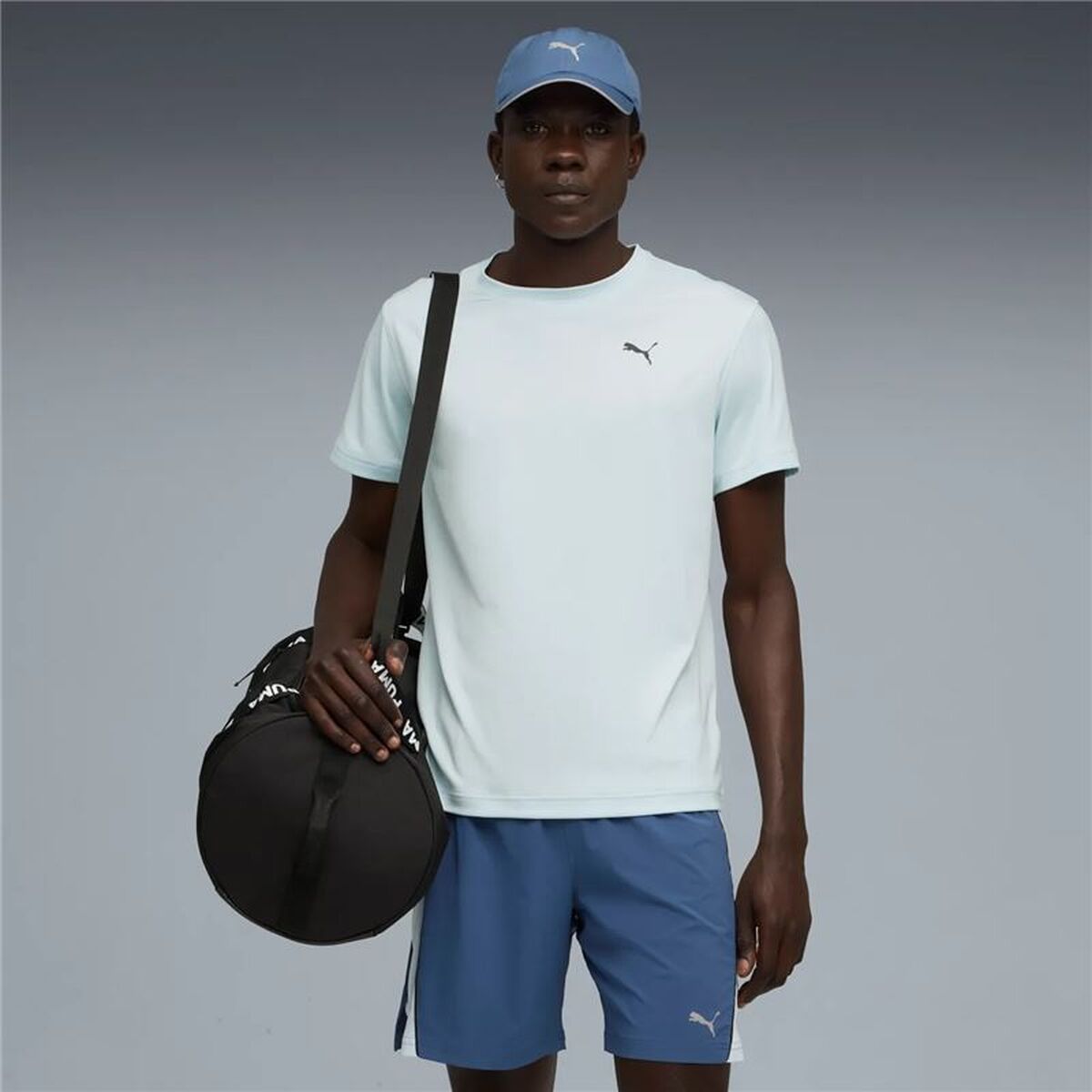Heren-T-Shirt met Korte Mouwen Puma Graphics Running Fas Licht Blauw