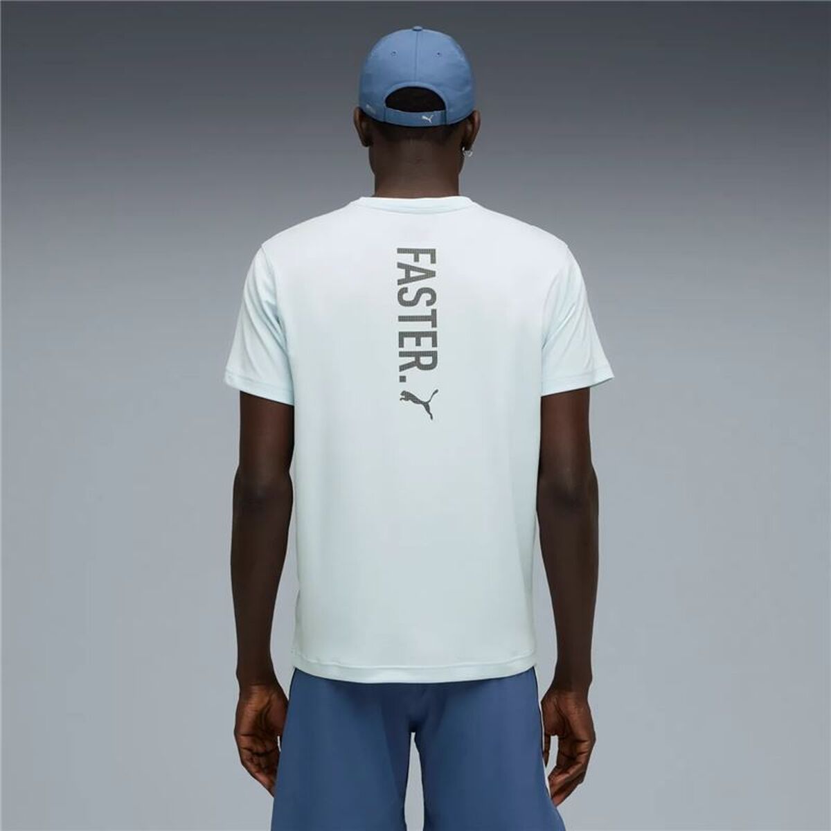 Heren-T-Shirt met Korte Mouwen Puma Graphics Running Fas Licht Blauw