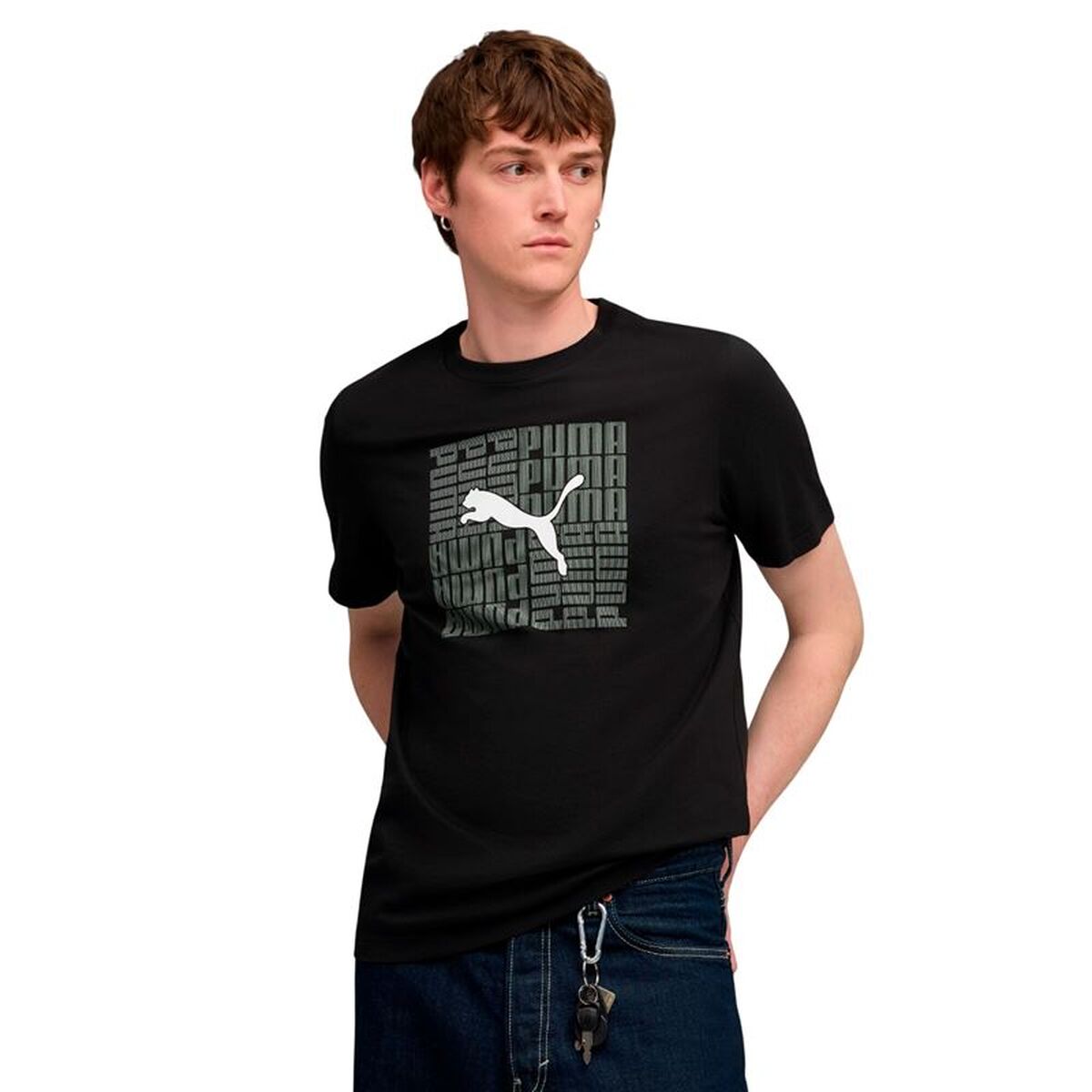 Heren-T-Shirt met Korte Mouwen Puma Graphic Box Zwart