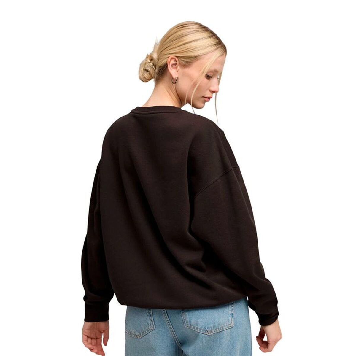 Damessweater zonder Capuchon Puma Maximal Metallic Oversized Crew FL Zwart