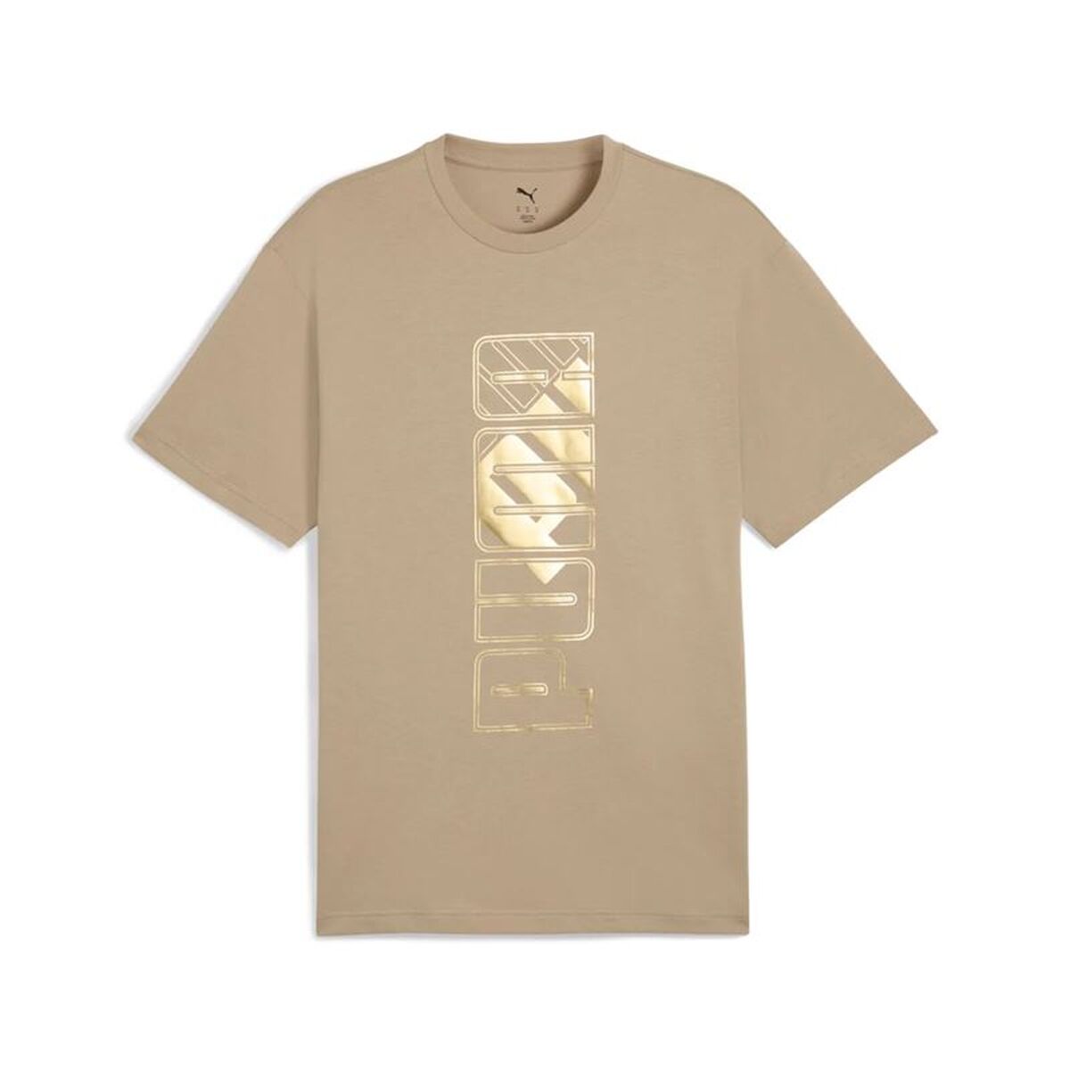Heren-T-Shirt met Korte Mouwen Puma Maximal Metallic Relaxed Lichtbruin