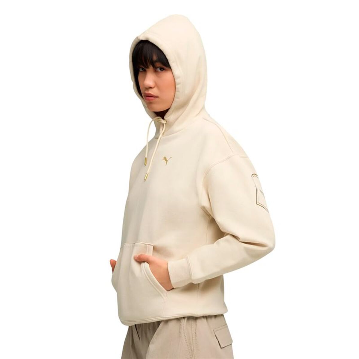 Dameshoodie Puma Maximal Metallic Beige