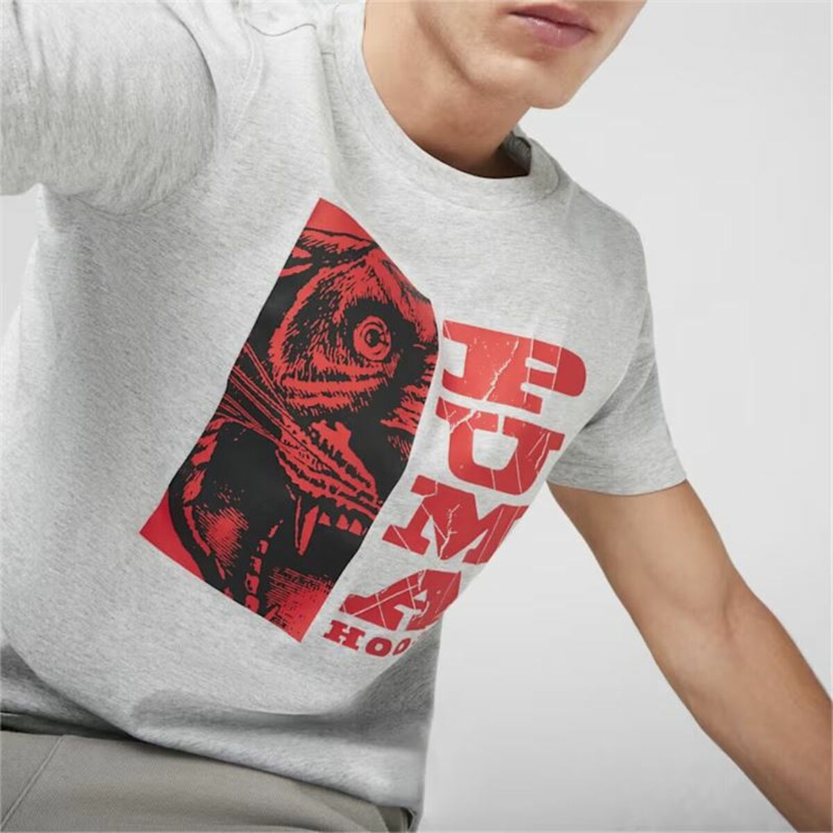 Heren-T-Shirt met Korte Mouwen Puma The Hooper 3 Lichtgrijs