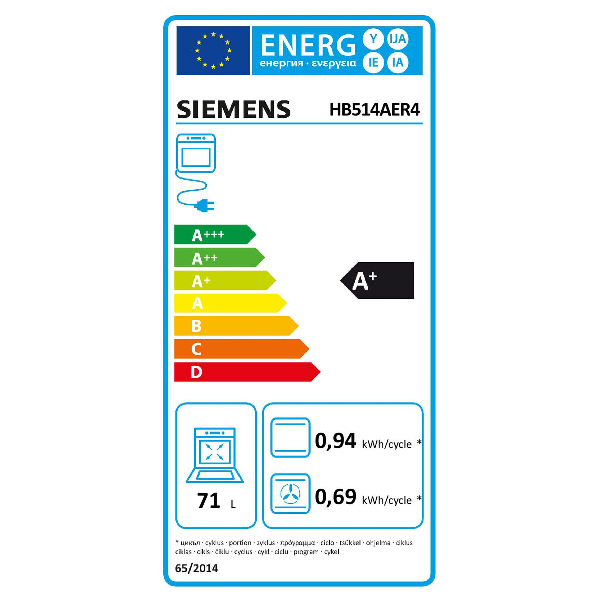 Oven Siemens HB514AER4 3600 W 71 L