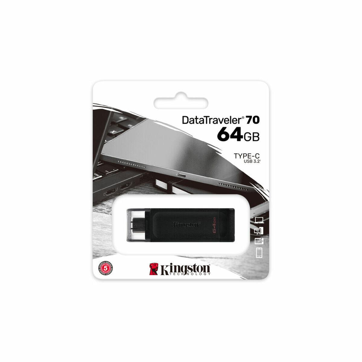 Picture of USB stick Kingston DT70/64GB usb c Black 64 GB