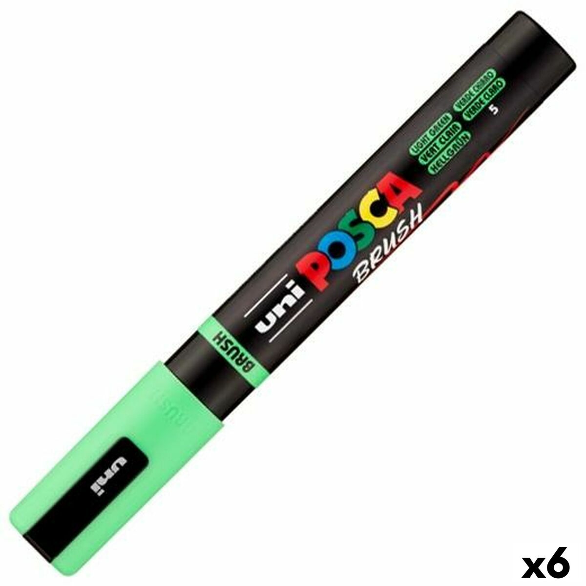 Μαρκαδόρος BRUSH POSCA PC-5BR Ανοιχτό Πράσινο (x6)