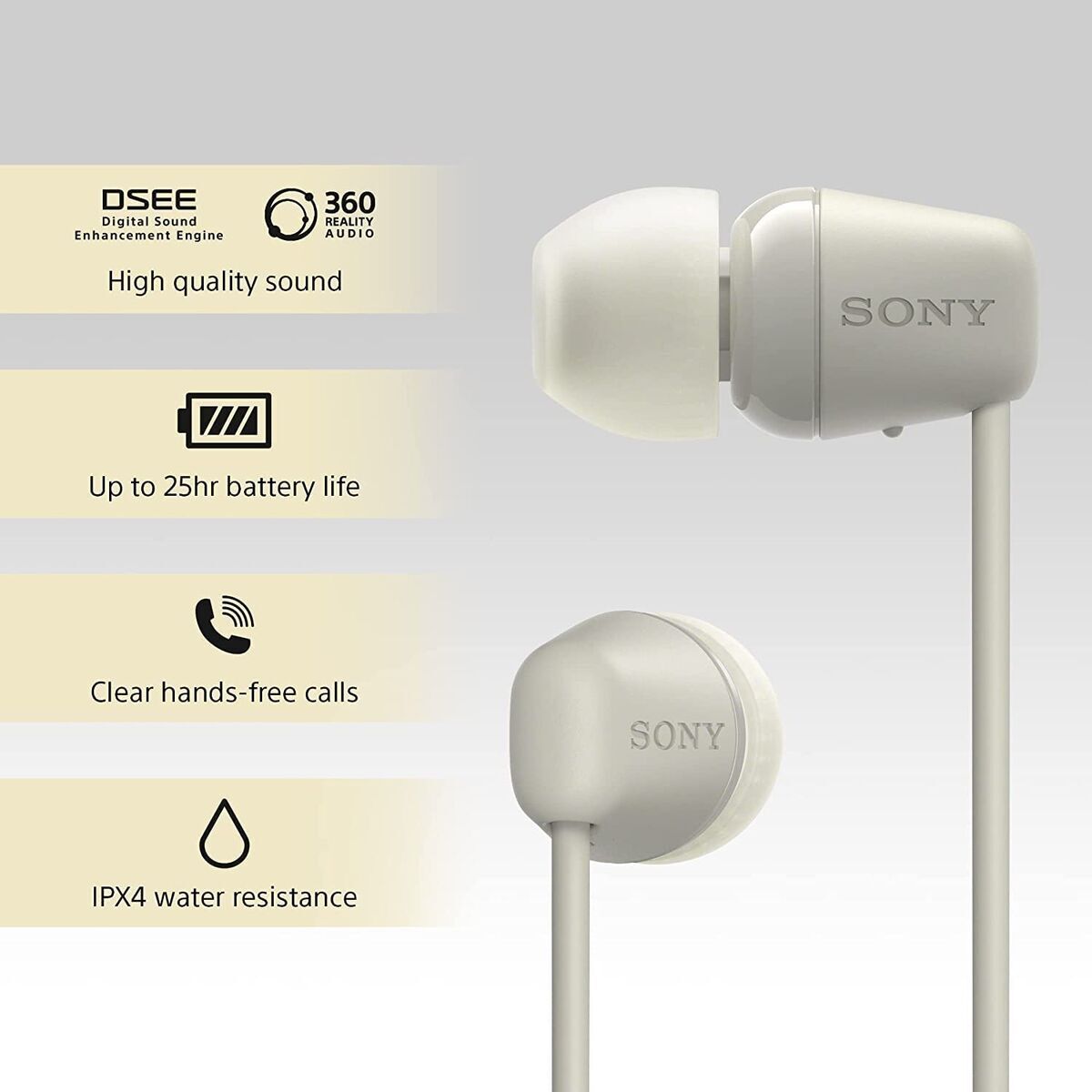 Bluetooth Headphones Sony WI-C100 Beige Grey
