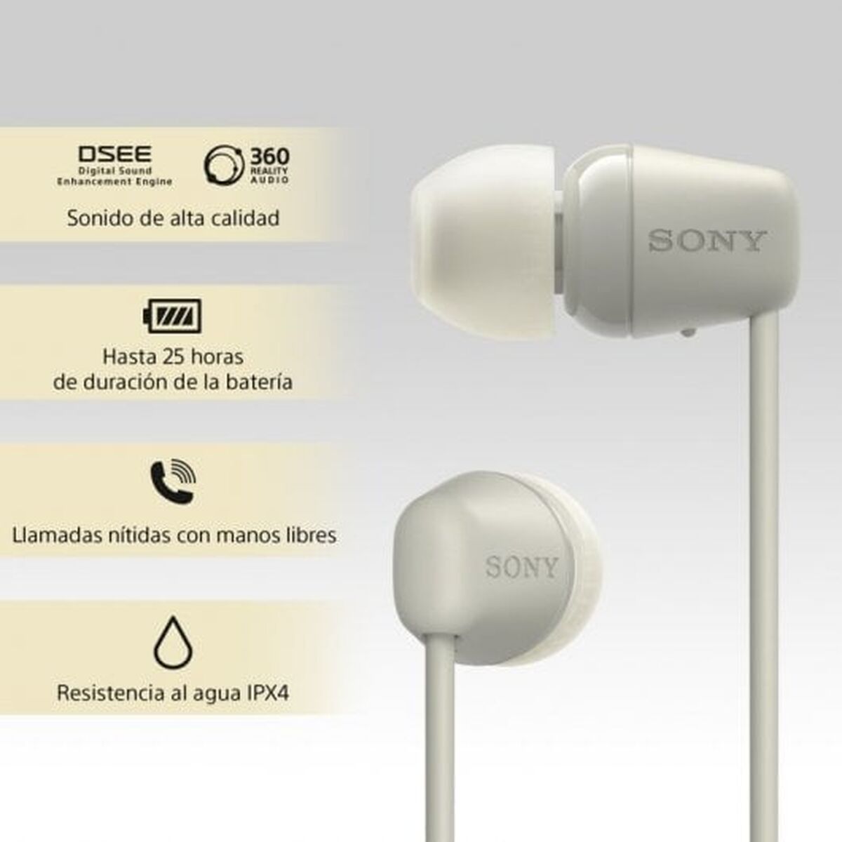 Bluetooth Headphones Sony WI-C100 Beige Grey