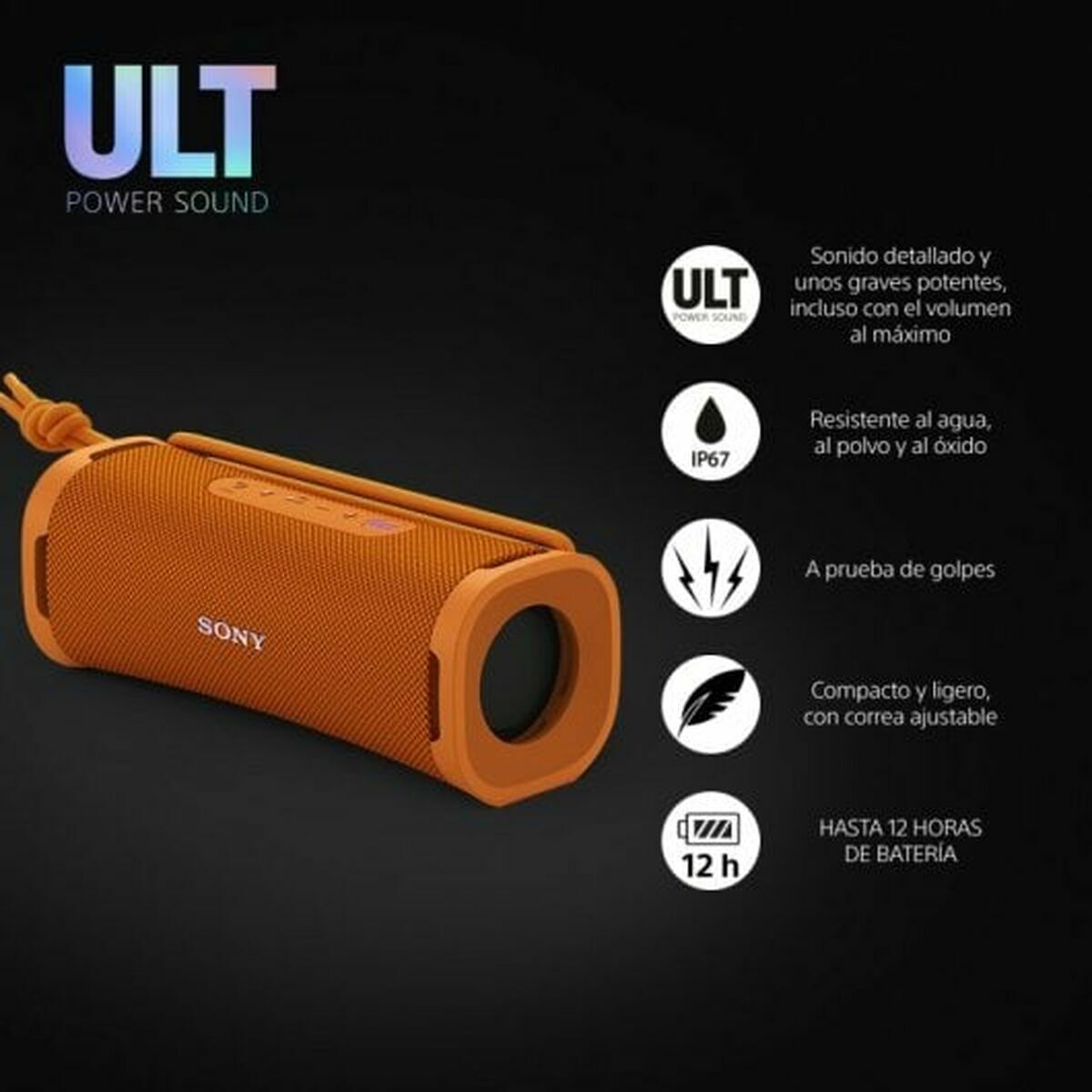 Nešiojamos Bluetooth garso kolonėlės Sony SRSULT10D Juoda Oranžinė
