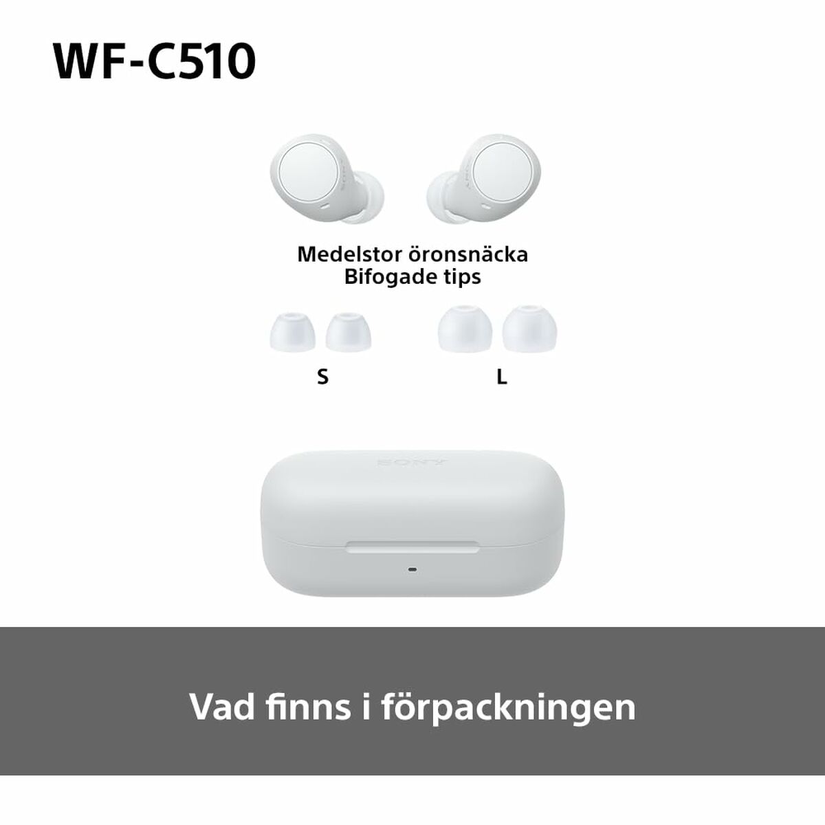 Bild von Bluetooth Headphones Sony WF-C510 White