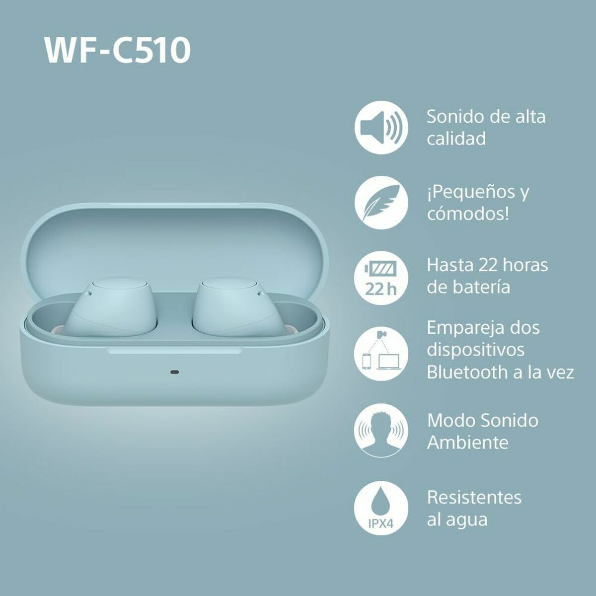 Picture of In-ear Bluetooth Headphones Sony WF-C510 Blue