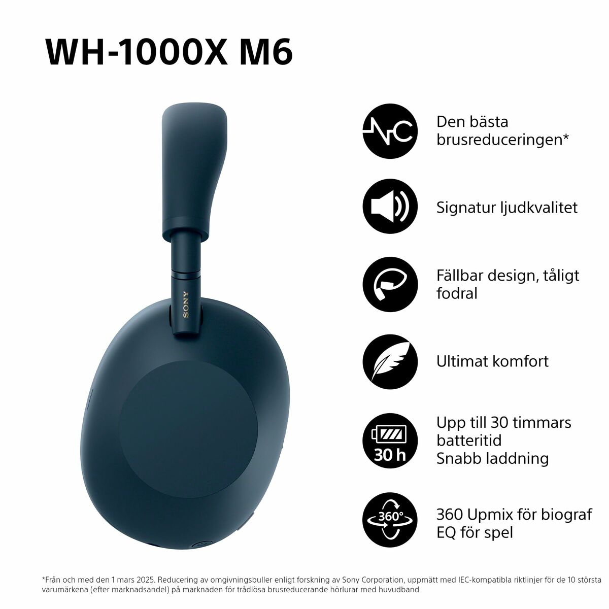 Afbeeldingen van Bluetooth Headphones Sony WH1000XM6L.CE7 Blue Black Midnight Blue