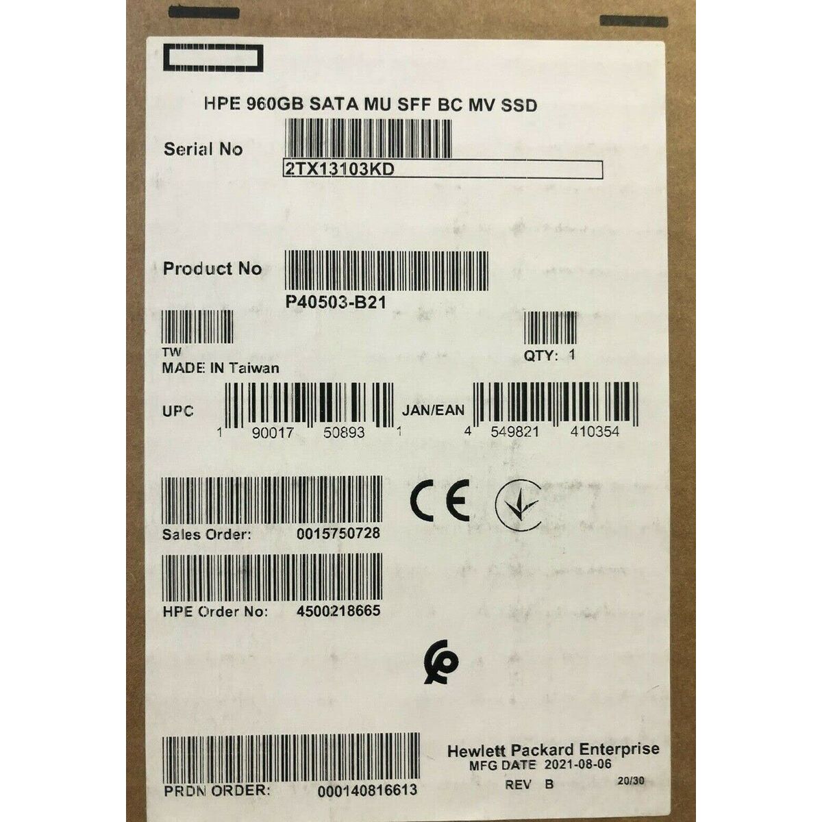 Bild von Hard Drive HPE P40503-B21 960 GB SSD