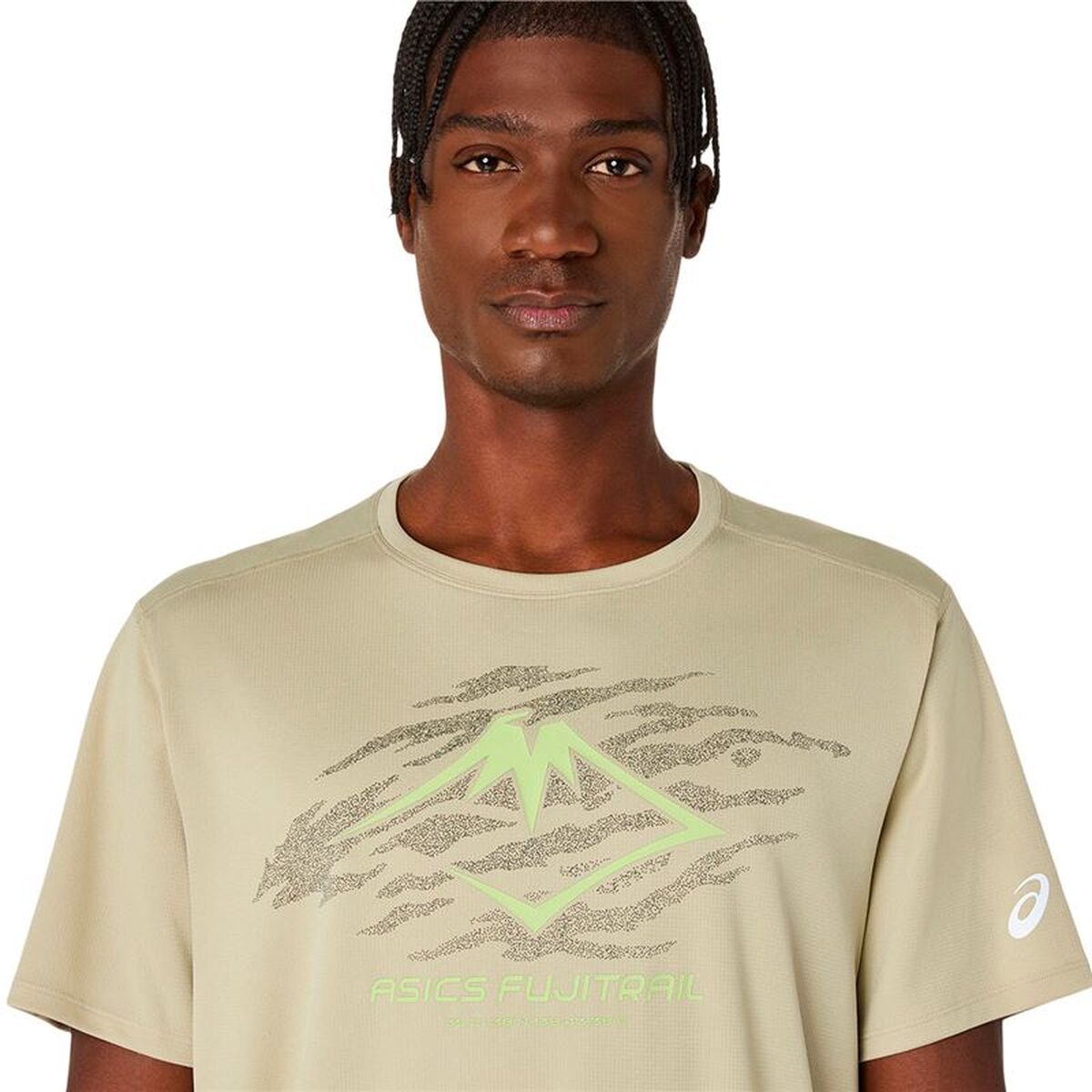 Heren-T-Shirt met Korte Mouwen Asics Fujitrail Logo Beige