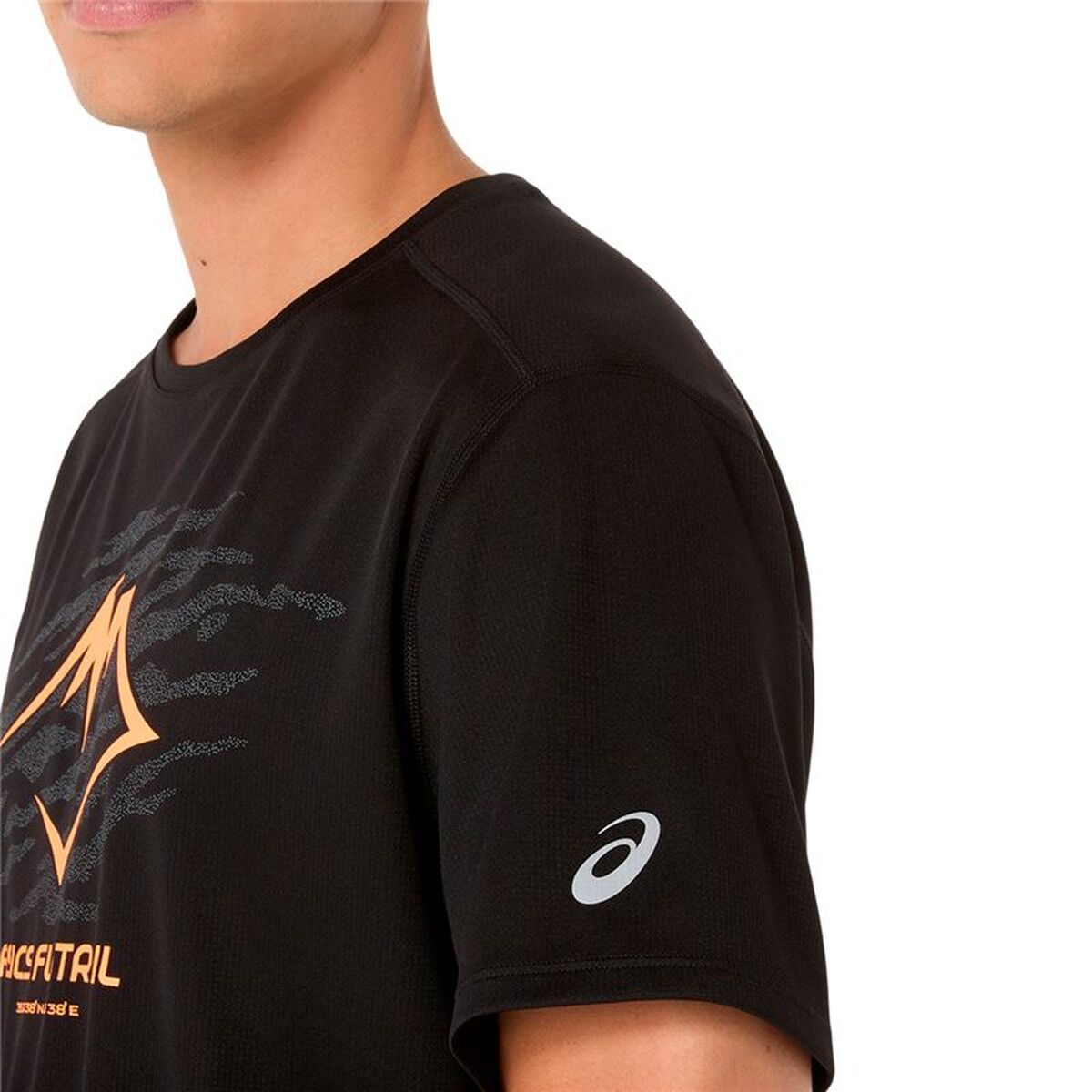 Heren-T-Shirt met Korte Mouwen Asics Fujitrail Logo Zwart
