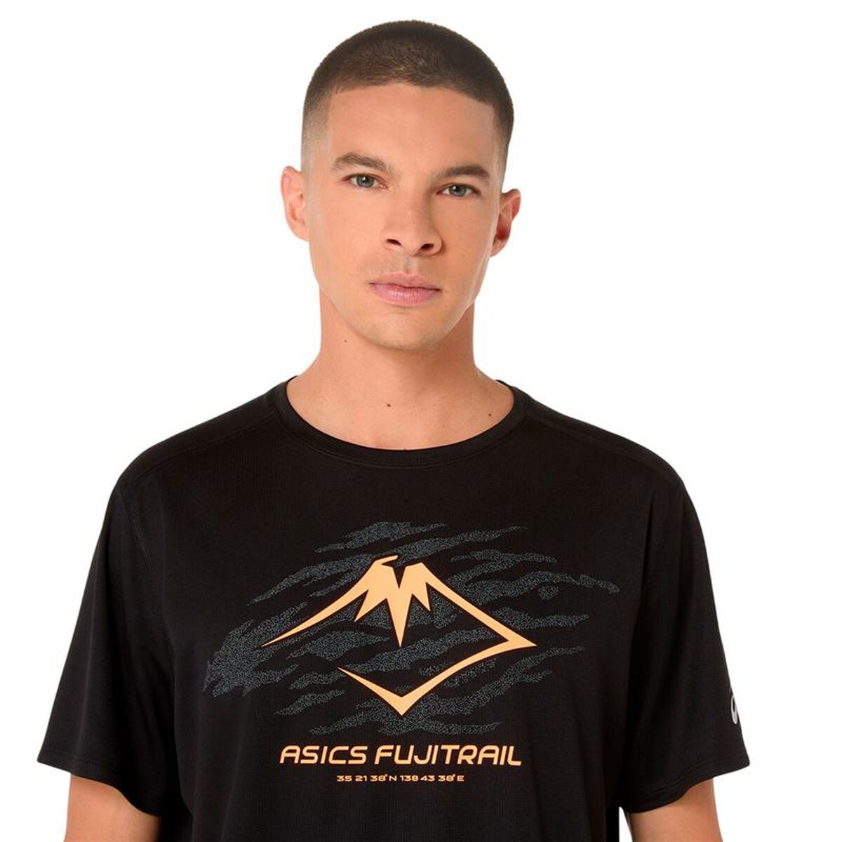 Heren-T-Shirt met Korte Mouwen Asics Fujitrail Logo Zwart